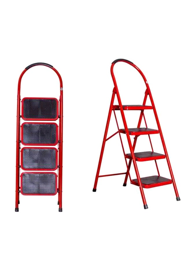 hail - 4 Steps Foldable Metal Ladder Red/Black 150centimeter - Image 1