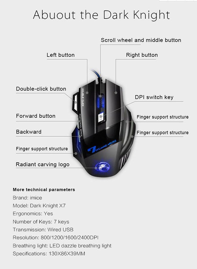 iMice X7 Gaming Mouse Black  - Image 3