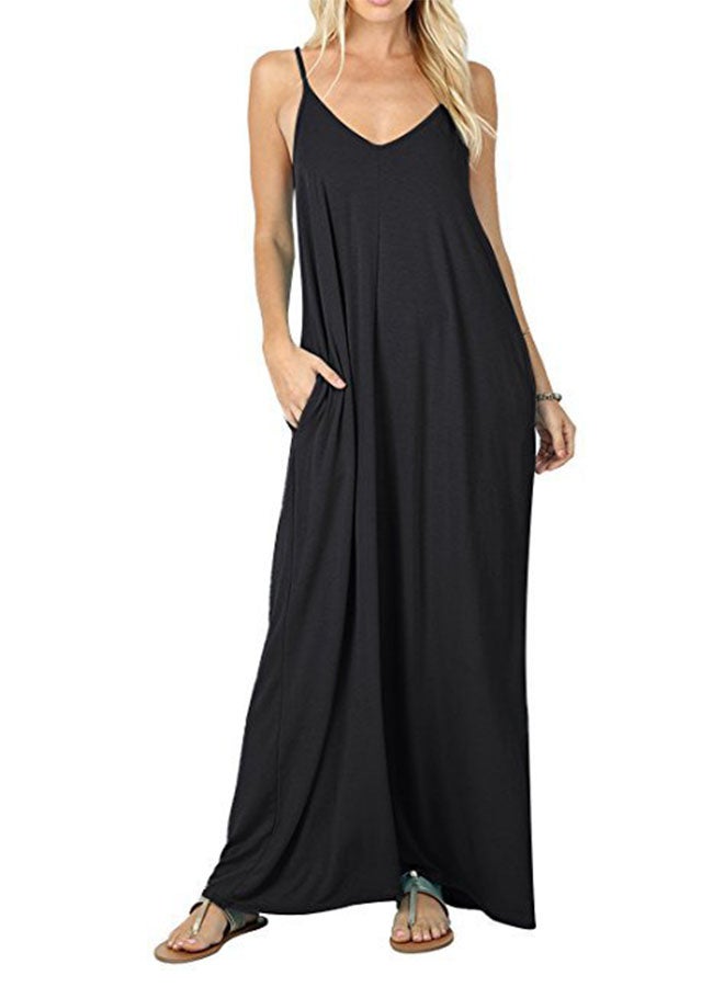 Solid Pattern Maxi Dress Black  - Image 1