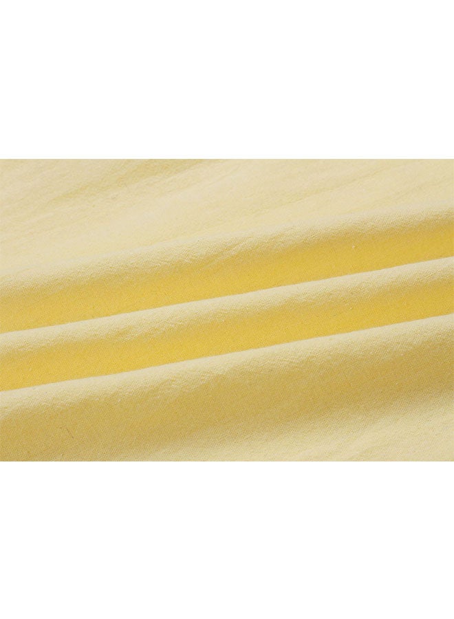 Solid Pattern Midi Dress With Tie-Up Front Yellow  - Image 3