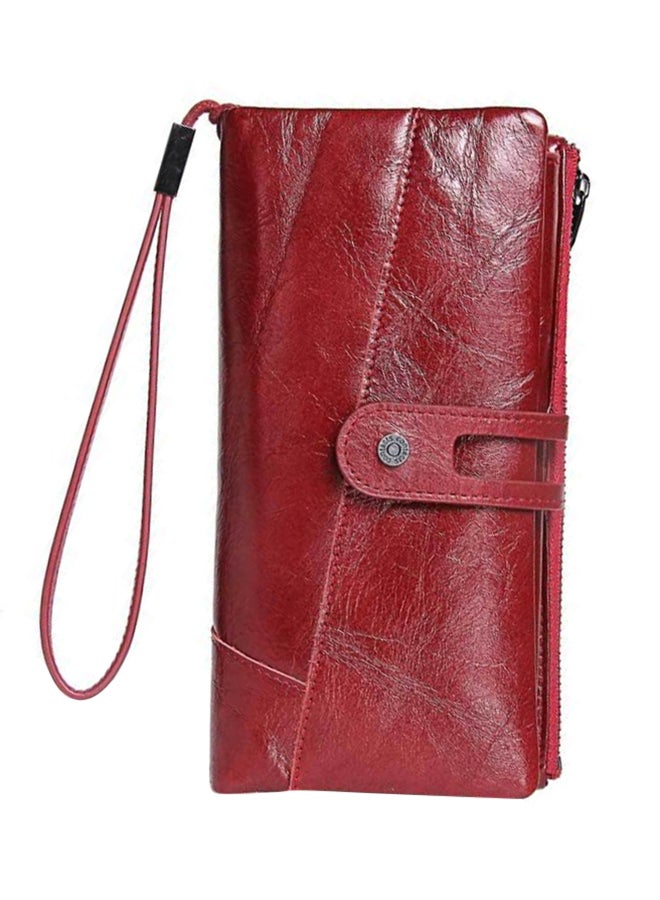 CONTACTS - Leather Wrist Strap Wallet With Buckle Red - Image 1