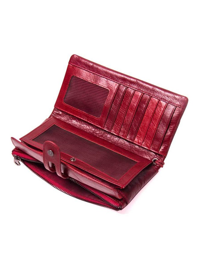 CONTACTS - Leather Wrist Strap Wallet With Buckle Red - Image 1