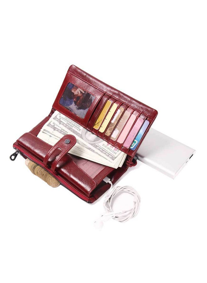 CONTACTS - Leather Wrist Strap Wallet With Buckle Red - Image 1