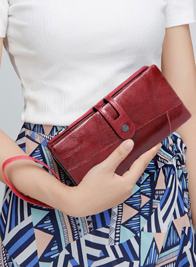 CONTACTS - Leather Wrist Strap Wallet With Buckle Red - Image 1