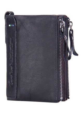 Leather Wallet  With Double Zipper Black - v1562755797/N27553202A_1