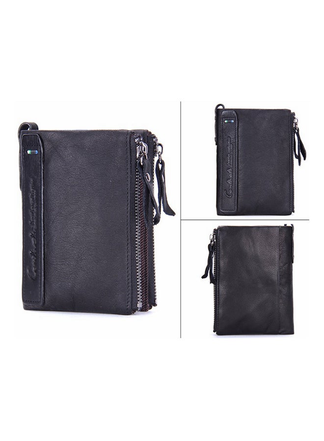 CONTACTS - Leather Wallet  With Double Zipper Black - Image 1