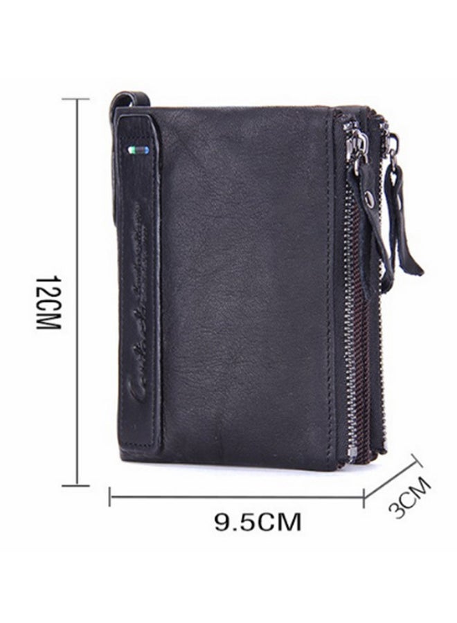 CONTACTS - Leather Wallet  With Double Zipper Black - Image 1