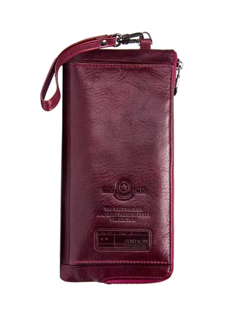 Leather Wallet With Wrist Strap Red