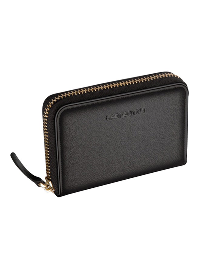 LAORENTOU Leather Walle  With Zipper Black  - Image 1