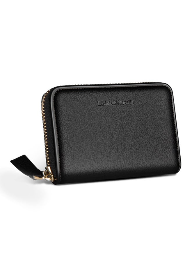 LAORENTOU Leather Walle  With Zipper Black  - Image 2