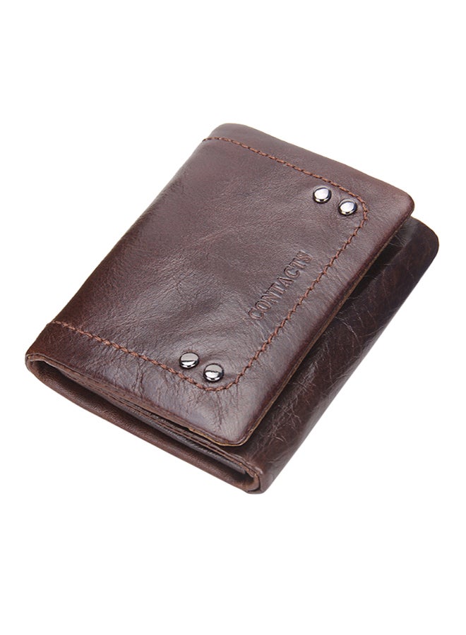 CONTACTS Leather Trifold Wallet Brown - Image 1