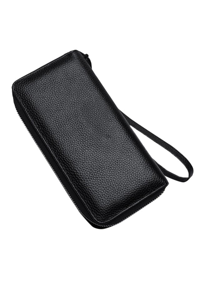 LAORENTOU Leather Zipper Wallet With Wrist Strap Black  - Image 2