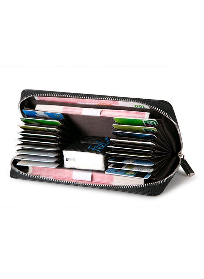 LAORENTOU Leather Zipper Wallet With Wrist Strap Black  - Image 4