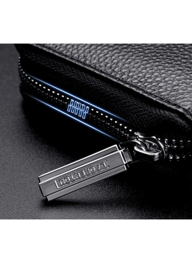 LAORENTOU Leather Zipper Wallet With Wrist Strap Black  - Image 5