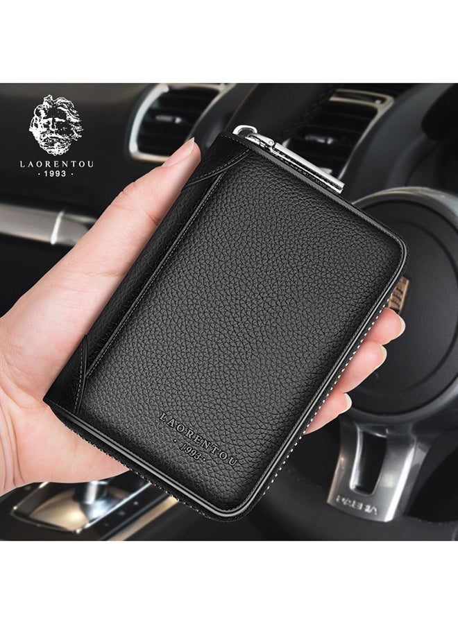 LAORENTOU - Leather  Card Holder Wallet Black - Image 1