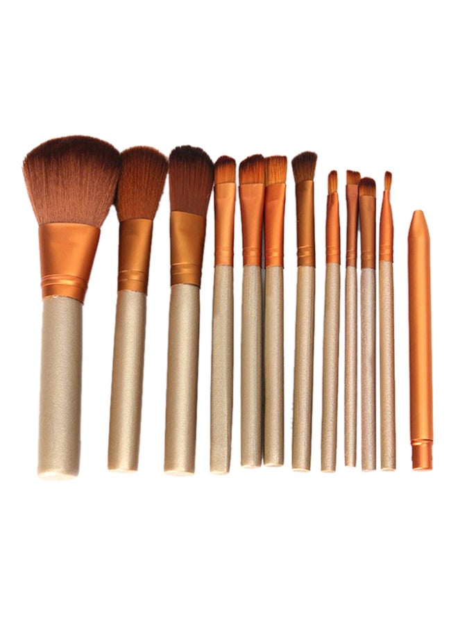 12-Piece Make-Up Brush Set Gold/Bronze - Image 1