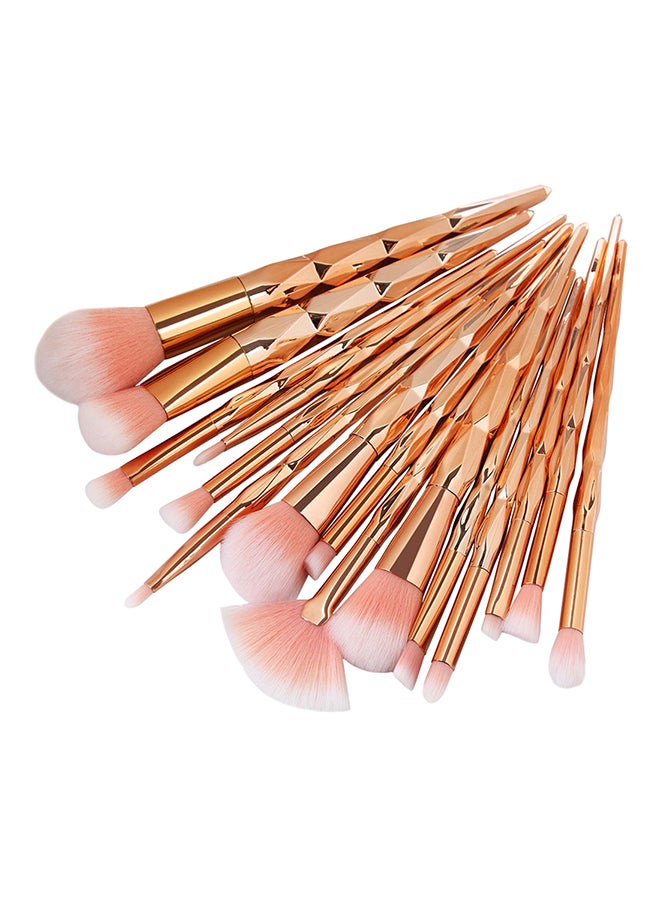 مانجي طقم فُرش مستحضرات تجميل من 15 قطعة ذهبي وردي - Image 2