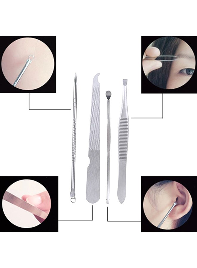 ANSELF - 12-Piece Manicure Pedicure Nail Set with Leather Case Silver - Image 1