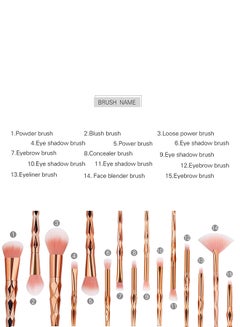 MAANGE 15 Piece Make Up Brush Set Rose Gold  - Image 3