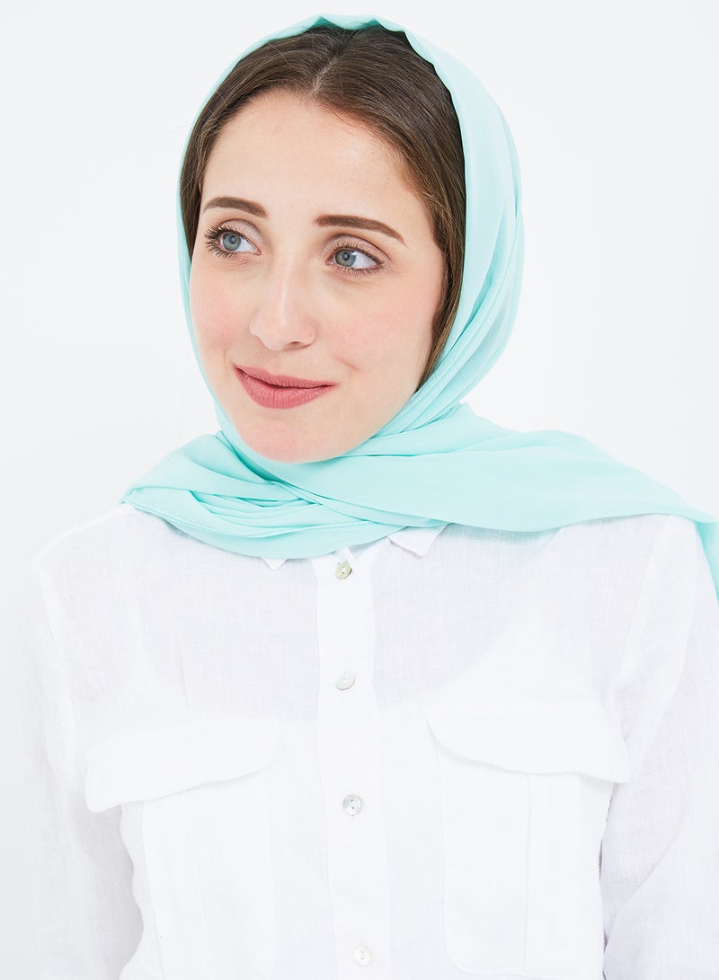 Scarf Collections Solid Chiffon Scarf Light Turquoise  - Image 1