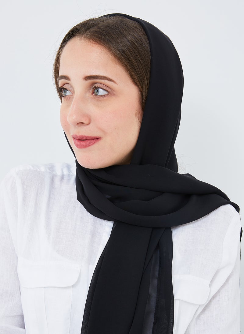 Scarf Collections Solid Chiffon Scarf Black  - Image 1