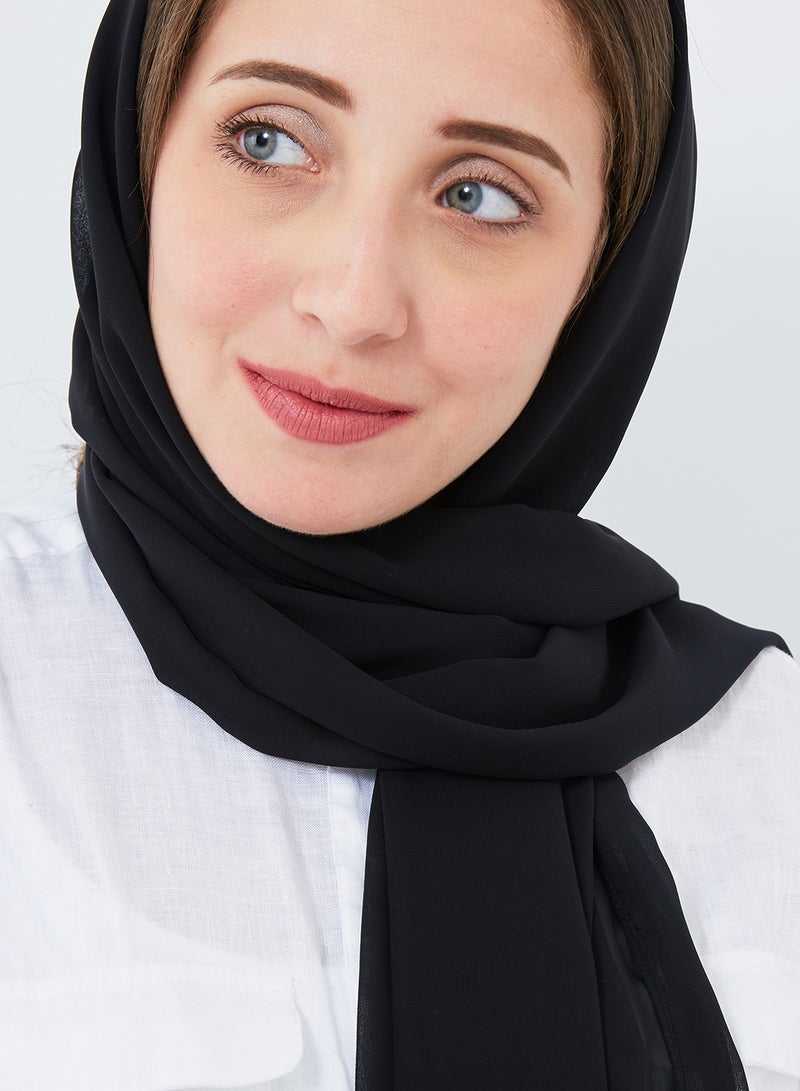 Scarf Collections Solid Chiffon Scarf Black  - Image 2