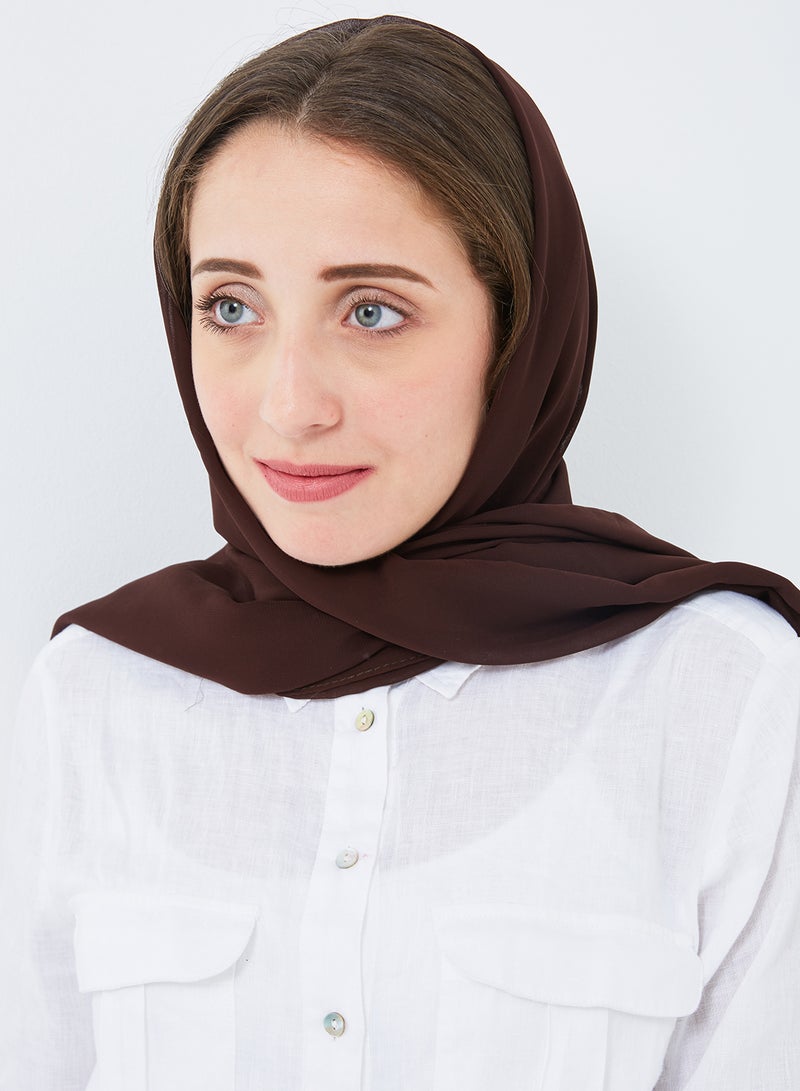 Scarf Collections Solid Chiffon Scarf Dark Brown  - Image 1