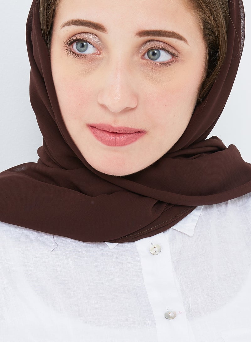 Scarf Collections Solid Chiffon Scarf Dark Brown  - Image 2