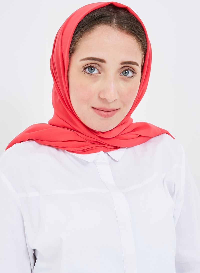 Scarf Collections Solid Chiffon Scarf Dark Pink  - Image 1