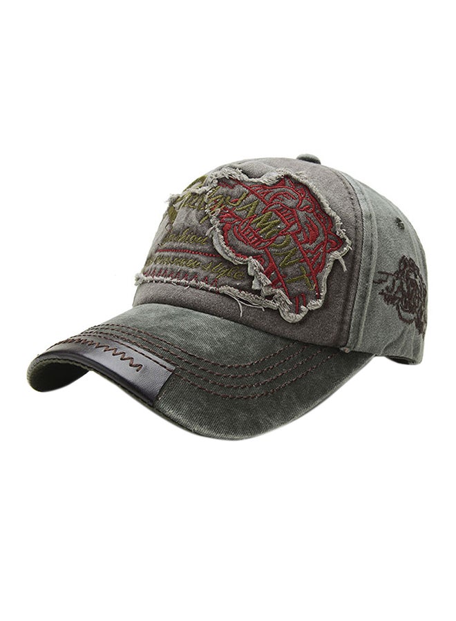 Embroidered Cricket Cap Grey/Red