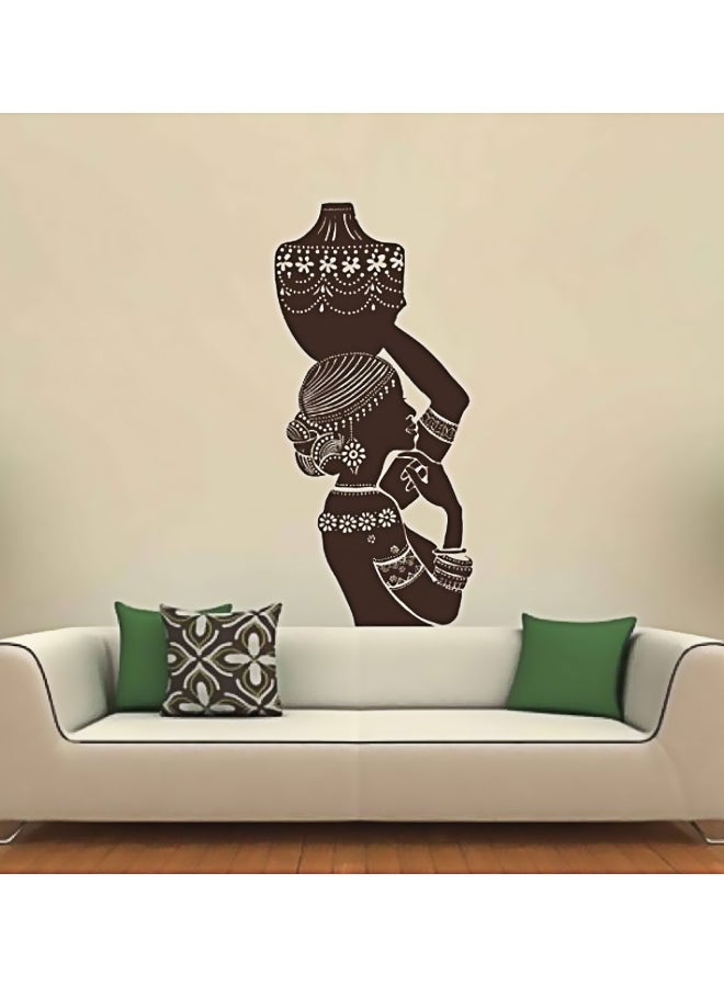 African Lady Wall Sticker Brown/White 120 × 80cm