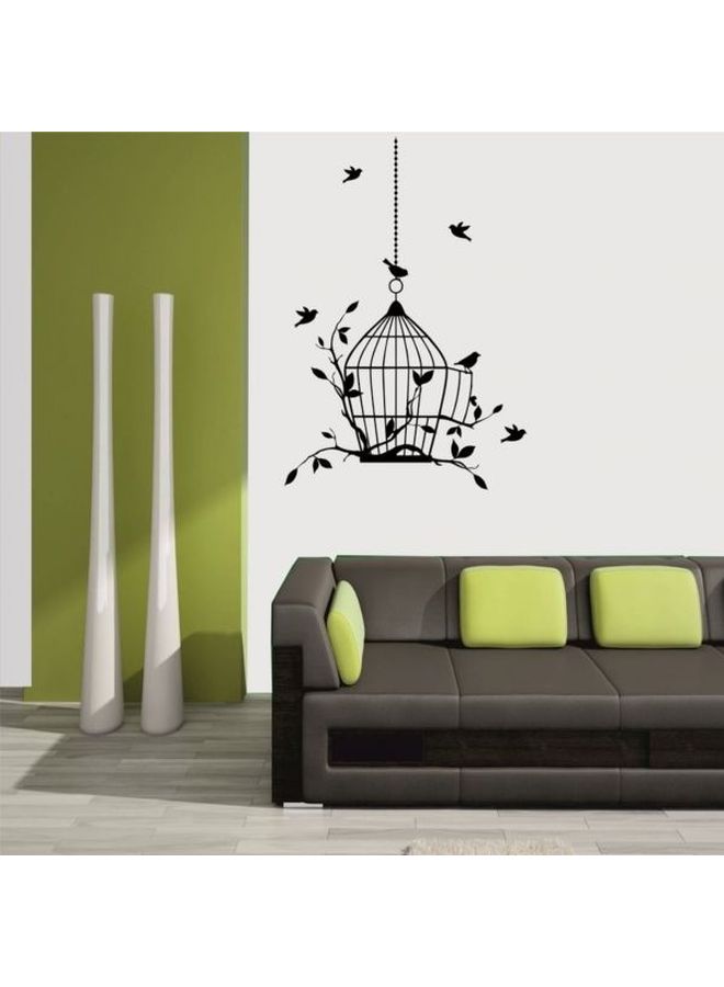 ملصق جداري بتصميم قفص عصفور أسود 120x80سم