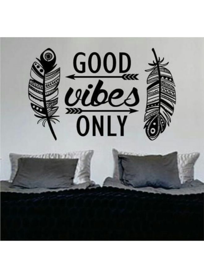 بي بي أوريجنال ديزاينز ملصق جداري بطبعة تحمل عبارة Good Vibes Only أسود 50x78سم