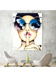 Beautiful Lady With Shades Tableau Beige/Blue/Pink 10x20cm - v1562763921/N27662443A_1