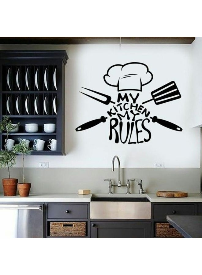 مصق جداري مكتوب عليه عبارة My Kitchen My Rules أسود 116x52سم