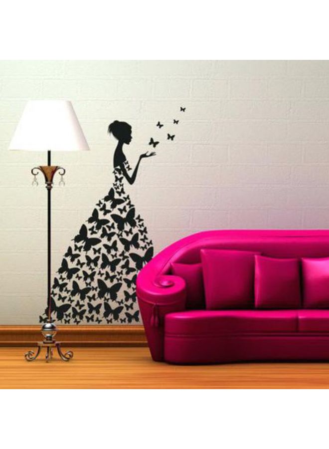 BBOriginalDesigns Girls And Butterflies 1 Printed Wall Sticker Black 100x105cm 