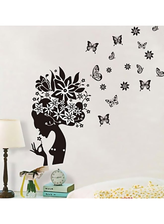 بي بي أوريجنال ديزاينز ملصق جداري بتصميم فراشات وفتيات أسود 60 x90سم