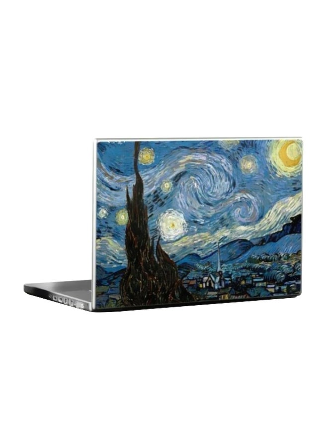 Printed Skin For 17-Inch Laptop Blue/Black/Yellow