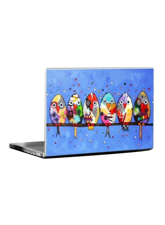 Birds Printed Skin For 17-inch Laptop Blue/Yellow/Pink