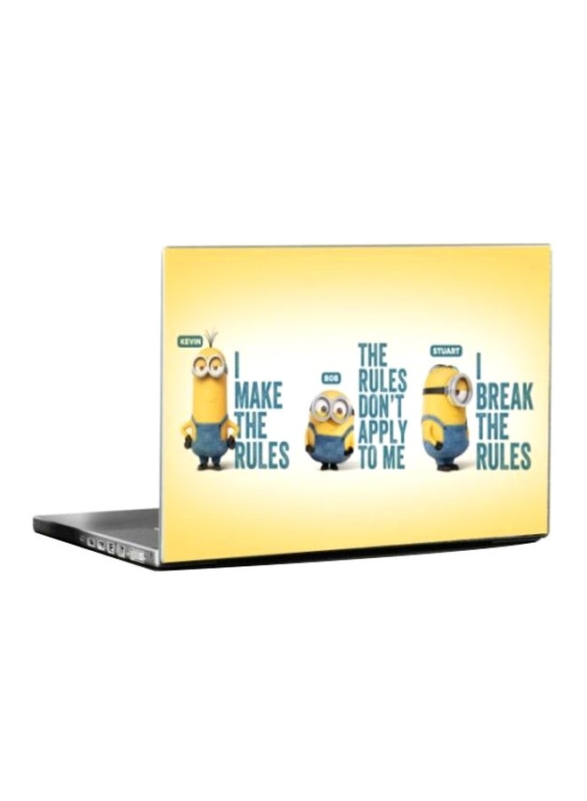 BBOriginalDesigns Minions Printed Skin For 15-inch Laptop Yellow/Blue/White 
