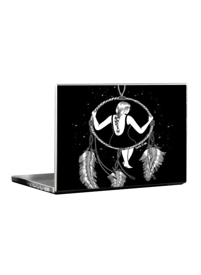 Dream Catcher Lady Printed Skin For 15-Inch Laptop Black/White