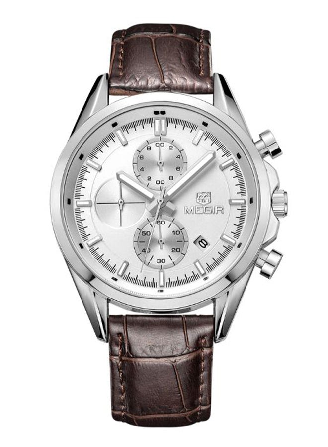 ميجر ساعة كرونوغراف بسوار من الجلد الصناعي طراز J135BR للرجال - Image 1