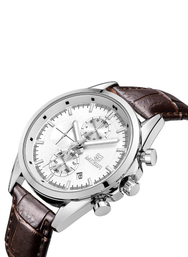 ميجر ساعة كرونوغراف بسوار من الجلد الصناعي طراز J135BR للرجال - Image 2