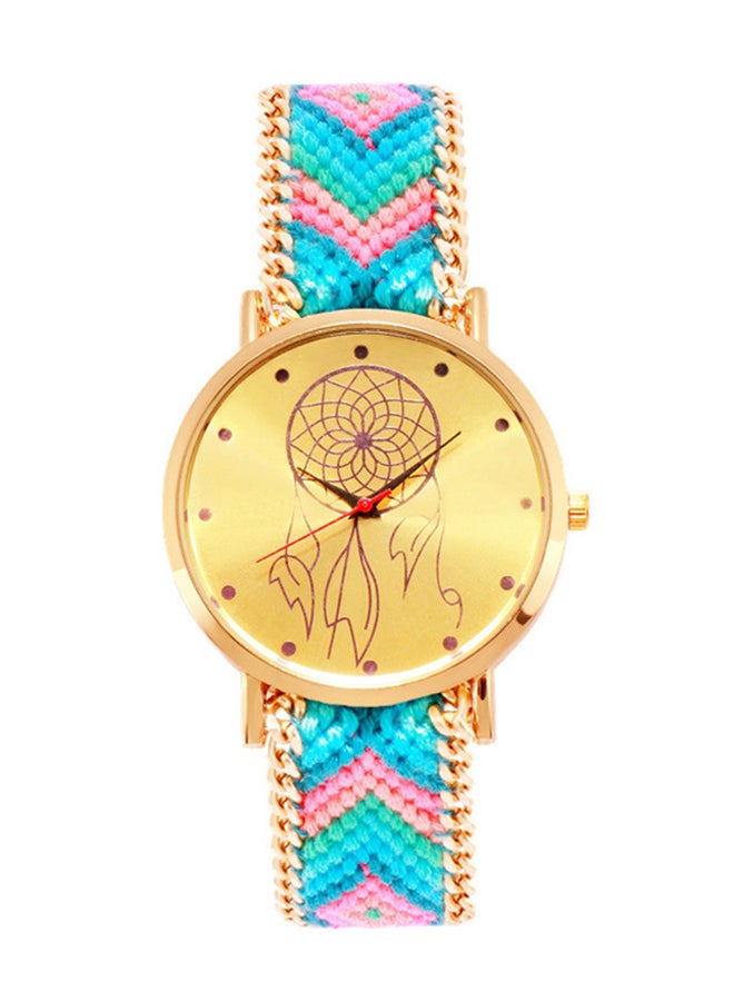 ساعة بعقارب وسوار من الصوف المنسوج طراز Ge-Woa-05 women