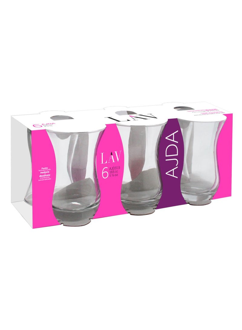 لاف طقم أكواب شاي أجدا تركي مكون من 6 قطع شفاف 165ملليلتر - Image 2