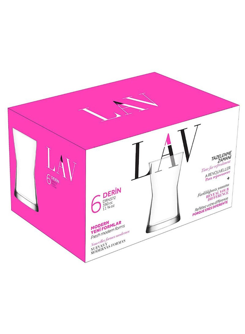 LAV 6-Piece Derin Long Drink Glass Set Clear 350ml - Image 2