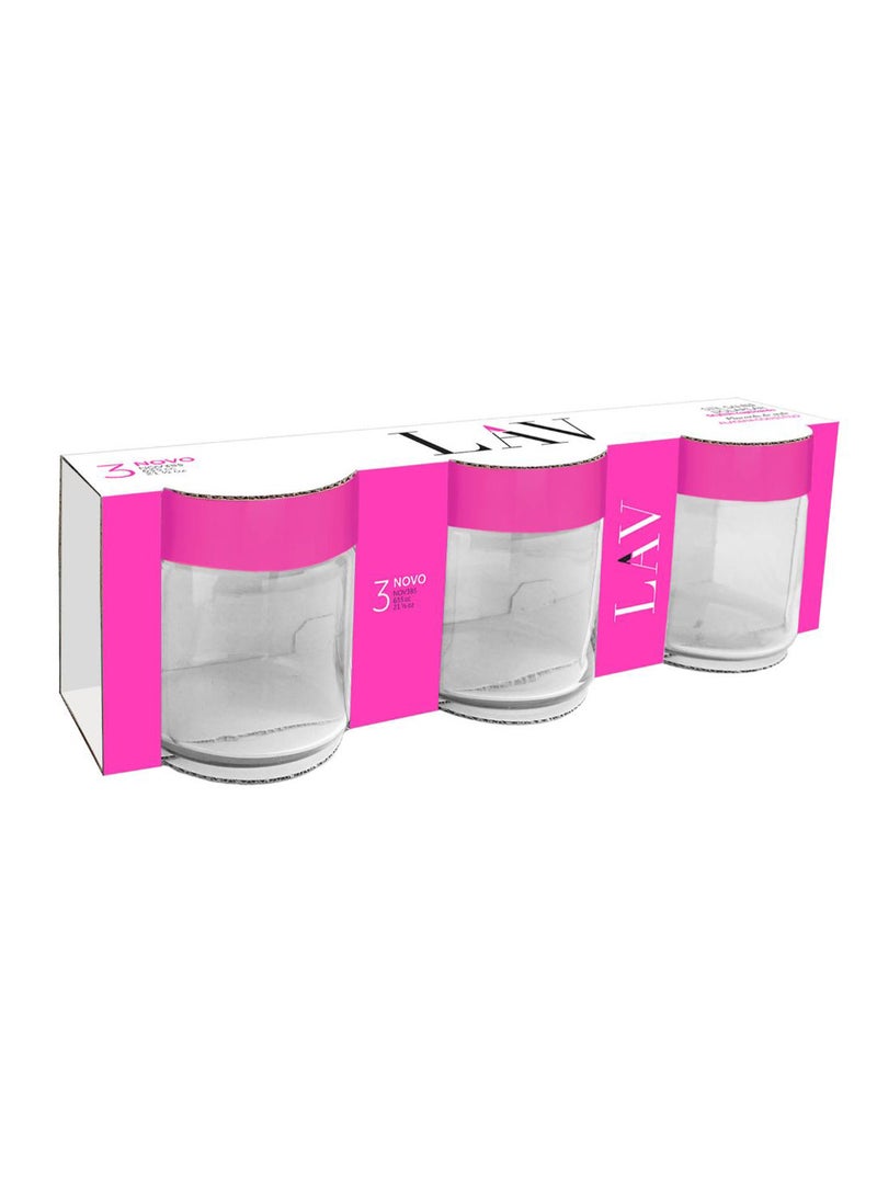 LAV 3-Piece Novo Jar Set Clear/Pink 635ml - Image 2