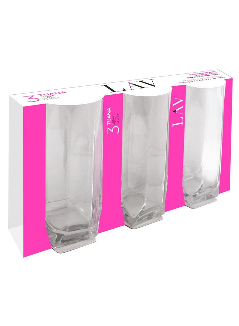 LAV 3-Piece Tuana Long Drink Glass Set Clear 330ml - Image 2