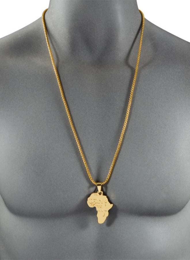 18K Thick Electroplated African Map Pendant Necklace - Image 2