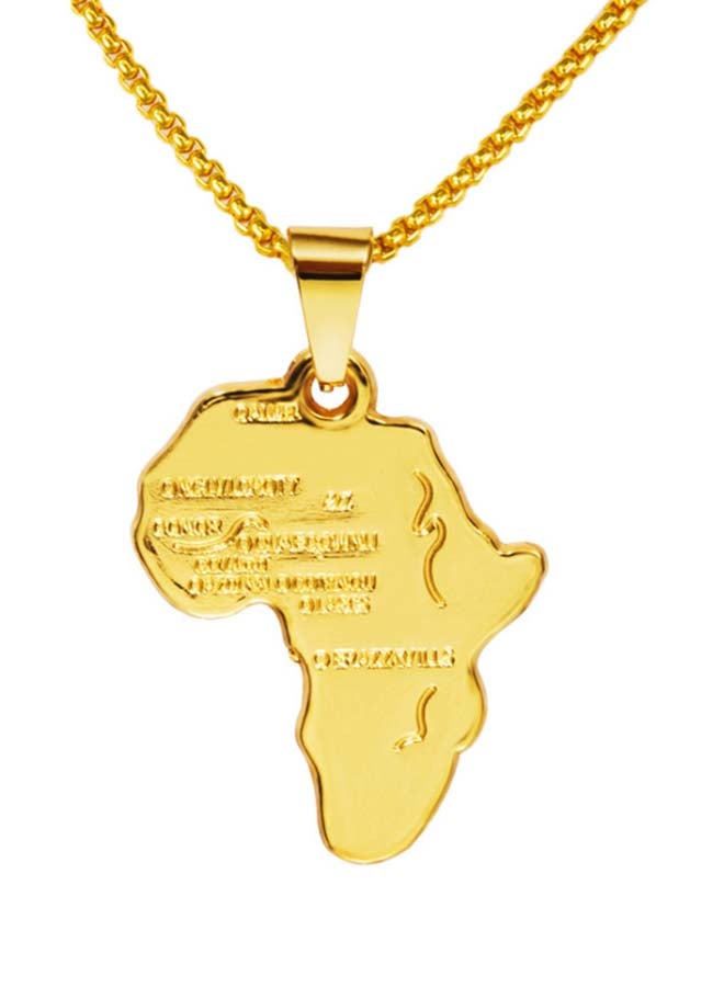 18K Thick Electroplated African Map Pendant Necklace - Image 1